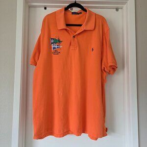 Polo Ralph Lauren Nautical Flag PRL Yacht Club Polo Shirt Orange Men Size 3XB